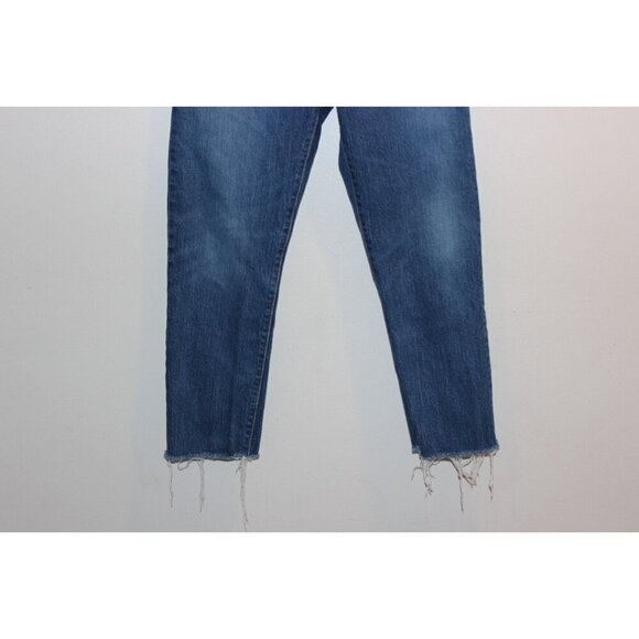 Levis Premium Womens High-Waisted Button-Fly Distressed Hem Blue Denim Jeans Siz - Picture 3 of 12